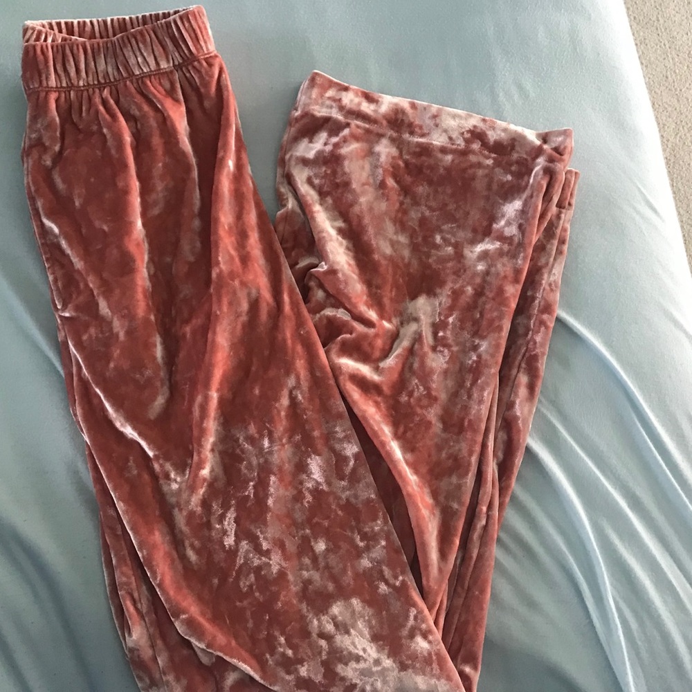 Pink velvet pajama bottoms
